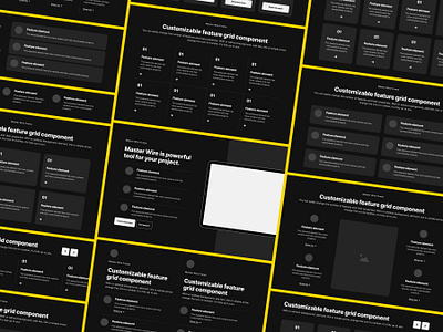 Customizable feature grid component card component custom dark element feature features flat grid minimal page pages project redesign site theme tool ui web web site