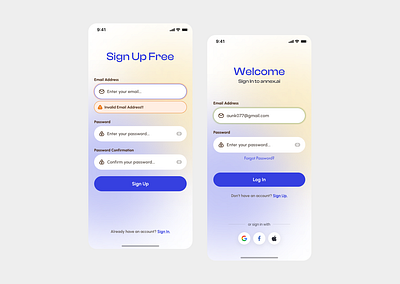 SignIn/SignUp Screens app design signin signup ui uiesign uiuxdesign ux webdesign