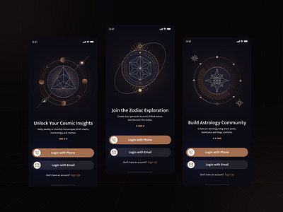 Onboarding Experience app app ui concept astro astrology astrology onboarding branding illustration mobile mobile onboarding onboarding ui