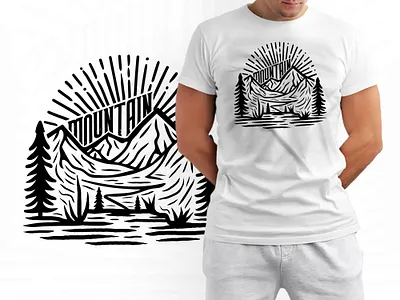 Mountain adventure line art t shirt design adventure