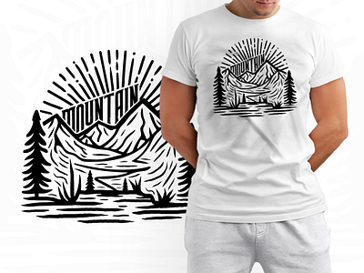 Mountain adventure line art t shirt design adventure