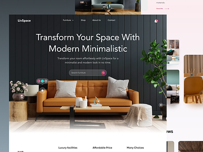 LivSpace - Furniture Marketplace UI animation app ui concept branding concept credit card design furniture furniture market furniture marketplace illustration livspace logo mobile ui webpage website