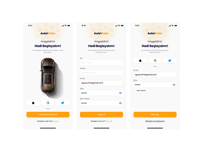Auto Vision Account Page 3d account animation app appdesign branding design graphic design illustration login logo motion graphics signup ui