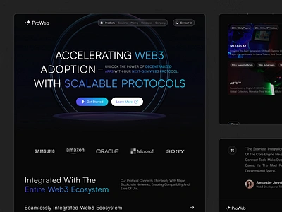 ProWeb - Web3 Protocol Landing Page blockchain business crypto cryptocurrency defi design digital agency exchange finance fintech landing page money trade ui ui design ux web design web3 website