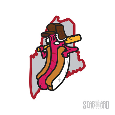 Maine Red Snappers (Portland Sea Dogs) baseball illustration logo maine milb sports