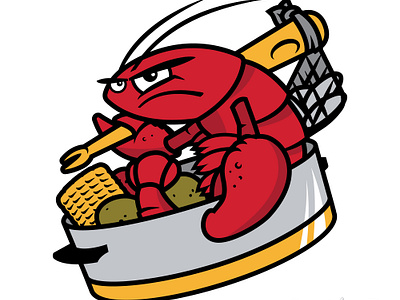 Maine Lobster Bakes (Portland Sea Dogs) baseball illustration logo maine milb sports