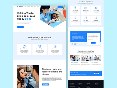 Dentics landing page dental landing page figma figma design graphic design health care landing page medical ui uiux design ux website design website ui ux