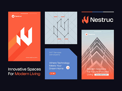 Modern Real Estate and Construction Logo Concept brand identity branding building construction design futuristic geometric logo graphic design icon letter logo logo modern logo monogram n logo real estate saas tech visual identity web3