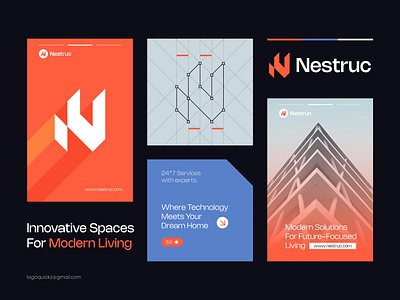 Modern Real Estate and Construction Logo Concept brand identity branding building construction design futuristic geometric logo graphic design icon letter logo logo modern logo monogram n logo real estate saas tech visual identity web3