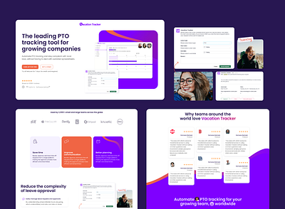 Vacation Tracker Landing Page colorful holiday landingpage pto purple vacation vacationtracker webdesign wesite