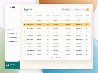 Admin Panel Table Page admin panel designer ai in healthcare operations automated revenue management b2b b2c billing business operations medical app design medical billing medical coding rcm automation revenue cycle analytics revenue cycle automation revenue cycle management revenue cycle reporting rpa table ui web app web design