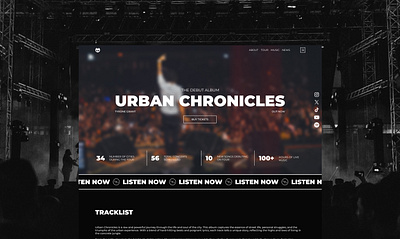 Musician website design landing music music album tracks ui web design