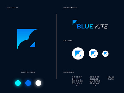 Blue kite logo design 3d animation branding graphic design logo ui