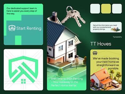 Start Renting 🏠 branding home logo house logo house rental keys logo logo design mobile app real estate branding real estate logo rental branding rental logo