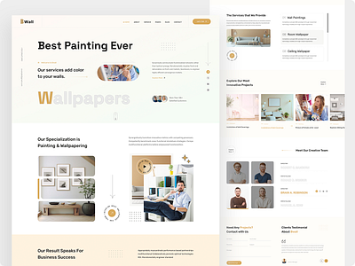 Wallpaper & Painting Service Landing Page bwall clean design creative design design hero section illustration landing page logo minimal design modern design new design new template painting service typography ui uiux design vector wallpaper website