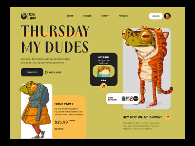 Thursday my dudes design dudes frog graphic design illustration landig page minimalism toads ui