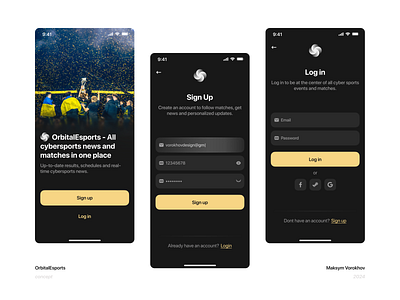 OrbitalEsports – Sign Up/Log In Pages concept cs:go design esports figma gaming ios ios app log in minimal mobile ap mvp product design sign in ui ux ux and ui design