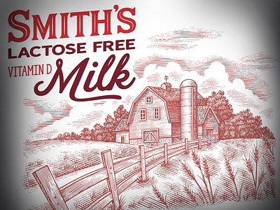 Smith's Dairy Packaging Illustrated by Steven Noble agriculture artwork branding design engraving etching farm illustration ink landscape line art linocut packaging scratchboard steven noble vintage woodcut