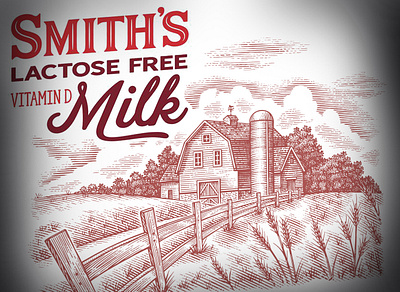 Smith's Dairy Packaging Illustrated by Steven Noble agriculture artwork branding design engraving etching farm illustration ink landscape line art linocut packaging scratchboard steven noble vintage woodcut