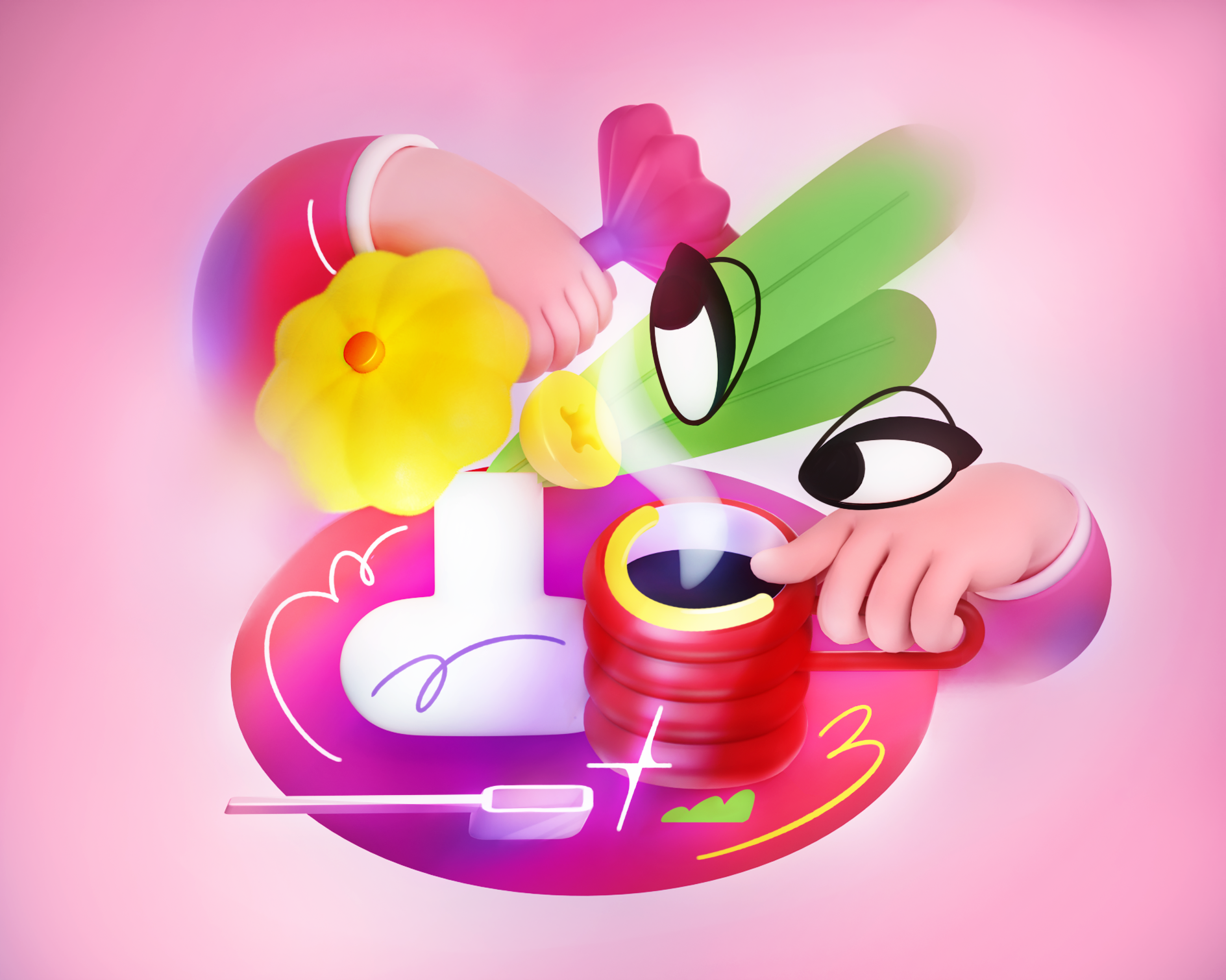 Pink flowers 3d option 2d art 3d app article design branding design drawing flat flower gift card graphic design icon illustration logo motion graphics pink ui vector