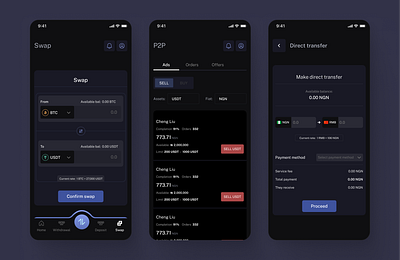 Crypto P2P wallet app branding crypto illustration mobile app uiux