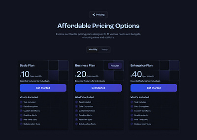 Thunder Pricing Page adobe animation app branding dark dashboard design designsystem figma graphic design illustration landingpage logo pricing ui uiux ux web webdesign