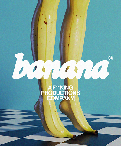 Banana - A F**king Productions Company Logotype 3d banana legs ai art artificial intelligence art banana ai banana artificial intelligence banana font banana legs banana logo banana logotype banana pop art banana poster logo pop art aesthetic pop art ai pop art logo poster design retro aesthetic retro logo retro poster vintage logo