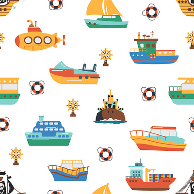 Ship baby pattern design graphic design illustration pattern design seamless pattern