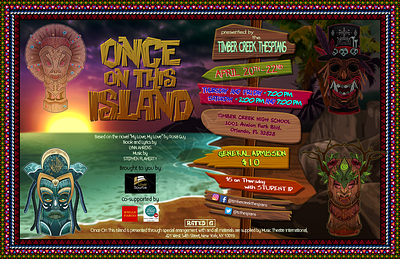 'Once On This Island' Production Poster flyer freelance illustration poster design promotion publicity