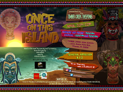 'Once On This Island' Production Poster flyer freelance illustration poster design promotion publicity