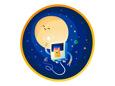 Reach for the Stars astronaut character graphic design illustration kosmonaut moon space starman