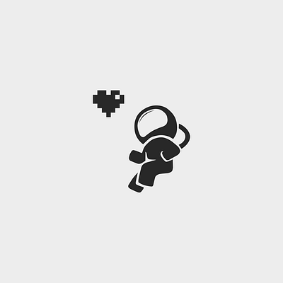 Pixel heart astronaut graphic design ui