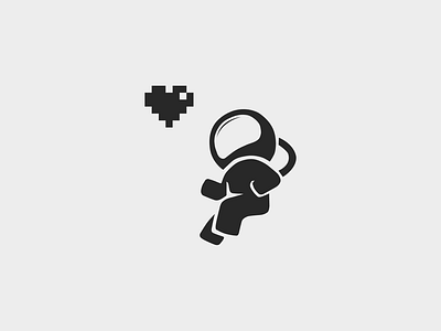 Pixel heart astronaut graphic design ui