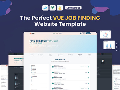 VUE - JOB FINDING WEBSITE TEMPLATE figma to vue figma to vue js template front end development javascript job finding website job website nuxt js nuxt js template template vue js vue js template vue js website web design web development