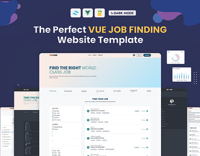 VUE - JOB FINDING WEBSITE TEMPLATE figma to vue figma to vue js template front end development javascript job finding website job website nuxt js nuxt js template template vue js vue js template vue js website web design web development