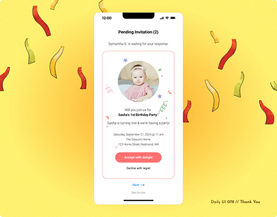 Daily UI Challenge #078 - Pending Invitation daily ui 78 daily ui challenge event invite party pending invitation