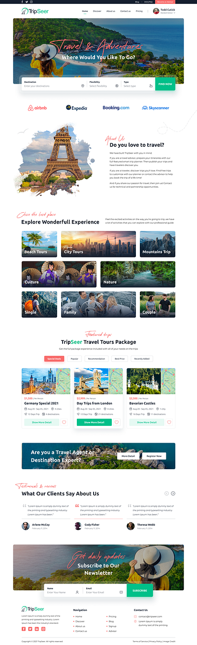 Tripseer - Tourism Web application 3d animation branding graphic design logo motion graphics ui