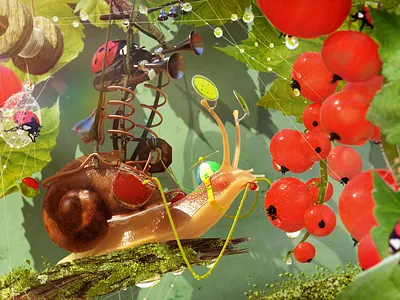 Fresh juices | 3D illustration 3d concept illustration snail visualisation