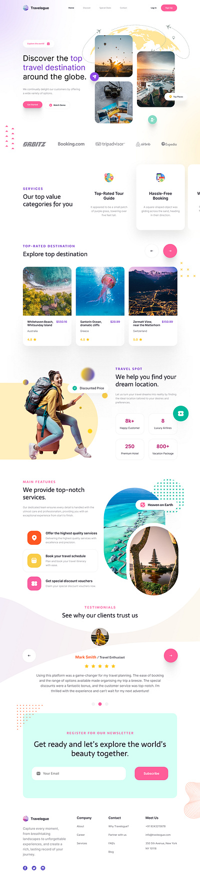 Travel destination website UI design ui ux website design