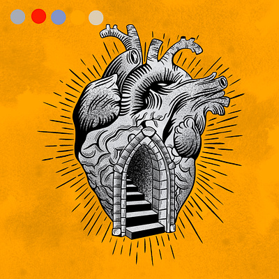 The heart's way graphic design illustration tattoo