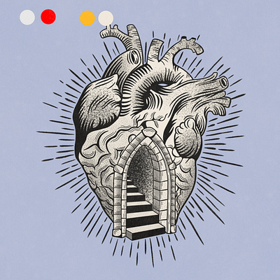 The heart's way graphic design illustration tattoo