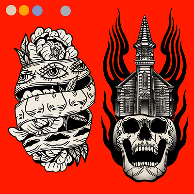 life & death adobe graphic design illustration pop art procreate skull tattoo