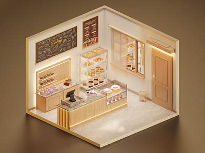 Cartoon 3D bakery 🍞🧁🎂 3d 3d illustrations bakery blender commerce cute cycles illustration illustrations render resources room shop stylized