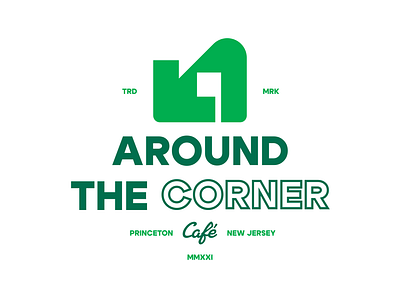 Around The Corner Café arrow logo brand identity branding cafe logo corner logo flag logo graphic design logo logomark logotype simple logo