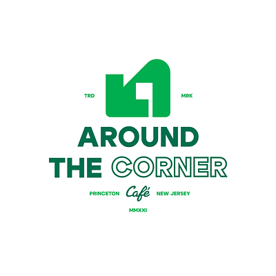 Around The Corner Café arrow logo brand identity branding cafe logo corner logo flag logo graphic design logo logomark logotype simple logo