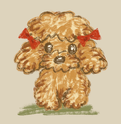 Toy poodle with ribbons animal character dog illustration pet puppy toy poodle