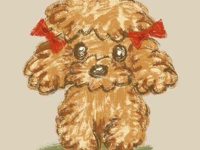 Toy poodle with ribbons animal character dog illustration pet puppy toy poodle