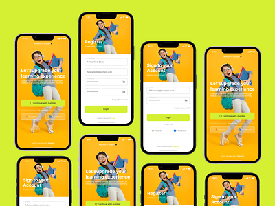 Edulearn: Online Course App - Onboarding, Login, Register aplication app login mobile mobile app onboarding online course online course app register ui