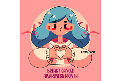 Happy International Breast Cancer Day awareness breast campaign cancer care cartoon community day disease girl health heart message month poster power symbol treatment unity woman