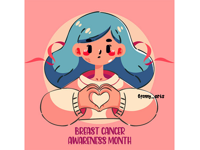 Happy International Breast Cancer Day awareness breast campaign cancer care cartoon community day disease girl health heart message month poster power symbol treatment unity woman